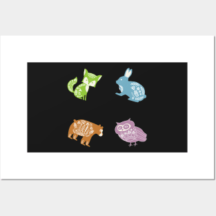 Pastel Woodland Creatures Sticker Sheet (4pcs) Posters and Art